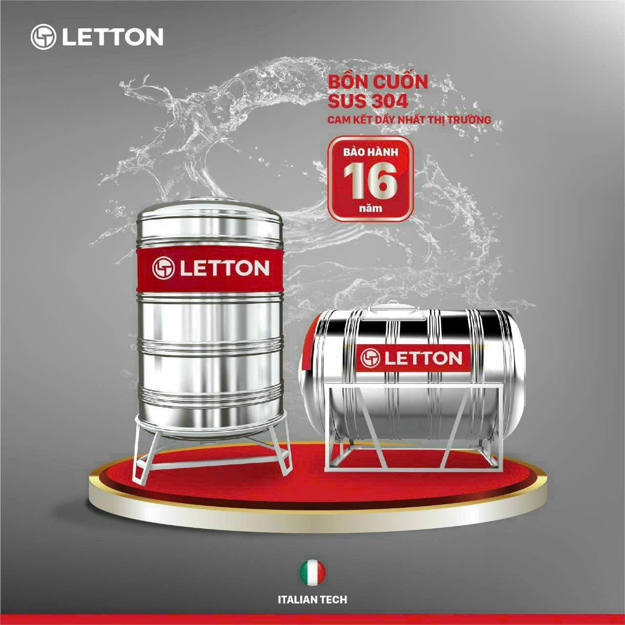 Bồn Nước Inox 304 Letton Đà Nẵng